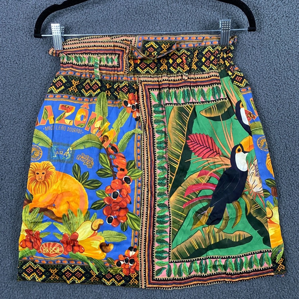 FARM Rio Tropical Print Mini Skirt in Blue, Green, Yellow, Orange, Black